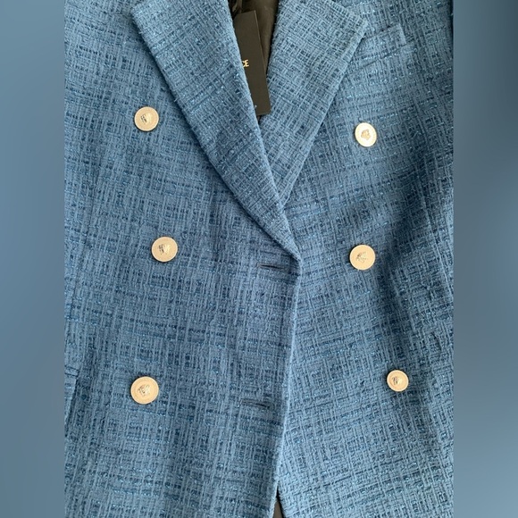 CURRENT SEASON Versace double breasted metallic blue tweed blazer jacket NWT - Picture 11 of 13